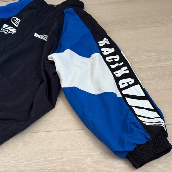 Divided Black and Blue Zip Jacket with White Accents - Picture 7 of 8